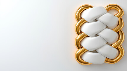 Poster - Elegant gold and white design featuring braided pattern, showcasing modern aesthetic. This unique piece adds touch of sophistication to any space