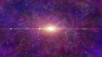 Wall Mural - futuristic cosmos with digital lines and dots loop animation.