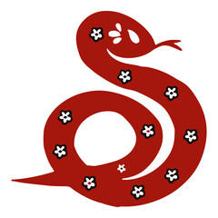 Canvas Print - hand drawn red snake illustration, a symbol of chinese new year, suitable for banners, social media 