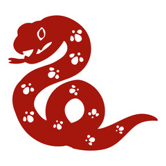 Canvas Print - hand drawn red snake illustration, a symbol of chinese new year, suitable for banners, social media 