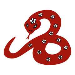 Wall Mural - hand drawn red snake illustration, a symbol of chinese new year, suitable for banners, social media 
