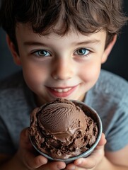 Sticker - Boy with chocolate ice cream