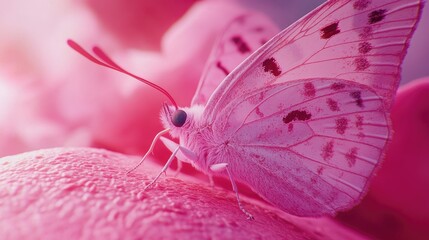 Wall Mural - Butterfly on Pink Flower Close-Up