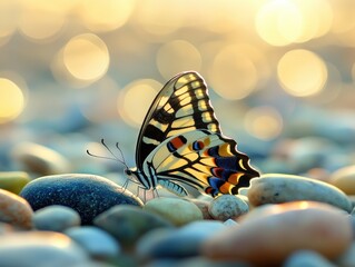 Poster - Butterfly on rock pile