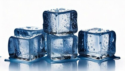 Ice cubes in a white isolated background.