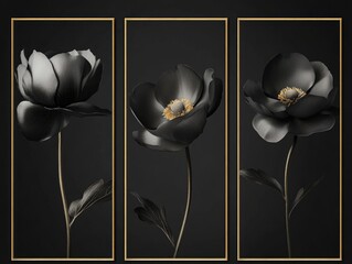 Wall Mural - Black and White Flowers