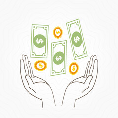 Wall Mural - Hands up money saving care logo design template