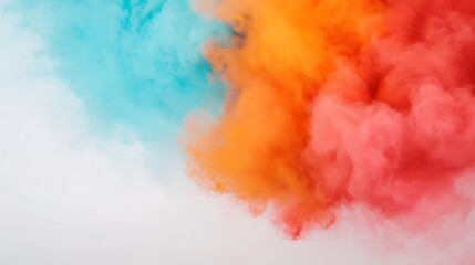 Wall Mural - vibrant colorful smoke on white background for creative art and design applications holi