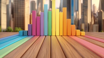 Leinwandbilder - Data Visualization Trends Understanding Colorful Graphs and Charts Blur Background