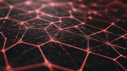 Wall Mural - abstract red hexagonal network connection.