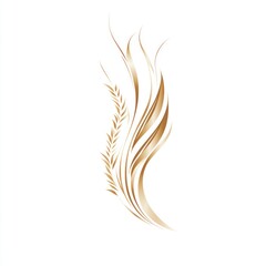 Wall Mural - Abstract golden flowing design with wheat graphic isolated on white for artistic use