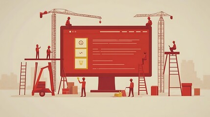 Website Construction Workers Building a New Digital Interface