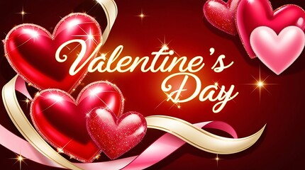 Wall Mural - happy valentine's day background with hearts ai generative