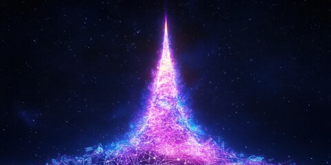 spire of light stretching from the earth to the stars, its surface covered in constantly shifting sy