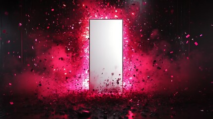 Wall Mural - White Portal Amidst Pink Confetti Explosion