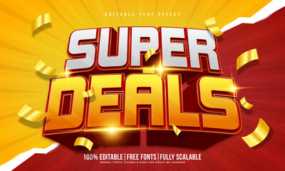 Wall Mural - super deal editable 3d text effect, logotype, business icon or typography design with comic sunburst