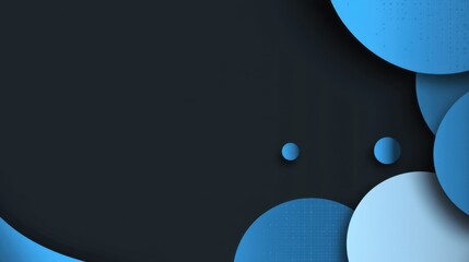 Wall Mural - modern blue background with circles and dashes for design. banner template with white center text ar