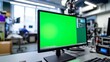 © a muh sakaria - Green screen computer monitor in a modern laboratory setting.