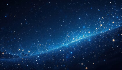 Wall Mural - In a breathtaking expanse, stars twinkle against a deep blue backdrop, interspersed with bright dots and intricate patterns, evoking a sense of infinite wonder and connection within the universe