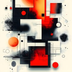 Canvas Print - vibrant geometric abstraction striking composition of intersecting shapes and patterns in vivid colo