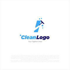 Wall Mural - Letter I with windows cleaning logo