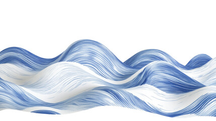 Poster - The image shows an abstract rendering of undulating blue and white lines creating a wave-like pattern.