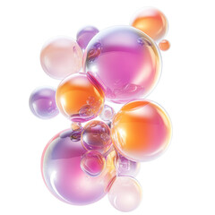Wall Mural - the image showcases a cluster of iridescent bubbles in various shades of pink, orange, and purple, s