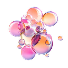 Wall Mural - a cluster of translucent pink and orange bubbles floats against a white background creating a vibran