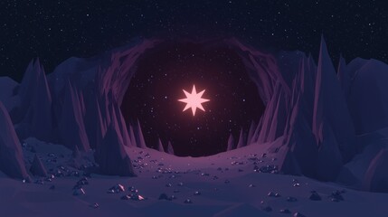 Wall Mural - a star is lit up in a cave with a dark background