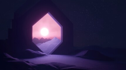 Wall Mural - a dark, mysterious scene with a glowing sun in the sky
