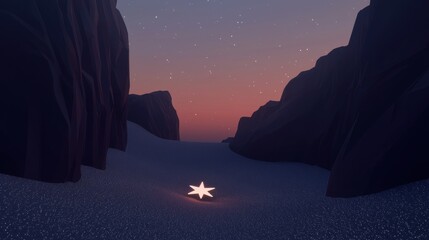 Wall Mural - a star is lit up in a field of snow