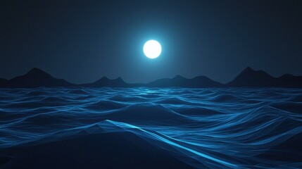 Wall Mural - a moon is shining on the water, creating a serene and peaceful atmosphere