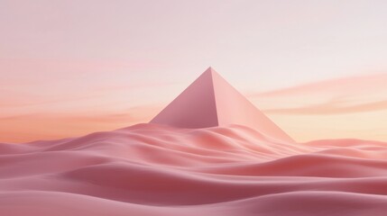 Wall Mural - a pink mountain with a pyramid on top