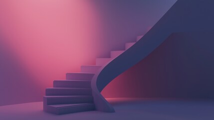 Poster - A staircase with pink walls and pink steps