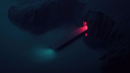 Wall Mural - the water is calm and the dock is lit up, creating a sense of mystery