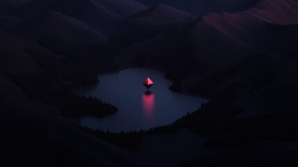 Wall Mural - a mountain range with a lake in the middle