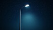 © Eric - A streetlight pole glowing brightly in the dark, with a clean and minimal design illuminated by its own light against a starry night sky.