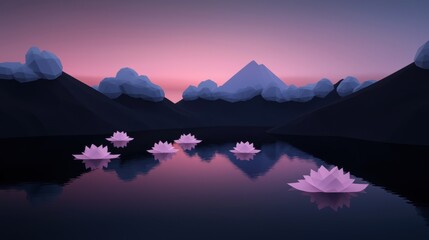 Wall Mural - a serene landscape with mountains in the background