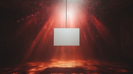 Wall Mural - Blank Square Hanging In Red Light Rays