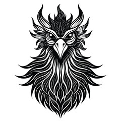 Wall Mural -  phoenix head Black and white vector illustration animal silhouette  