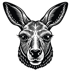 Wall Mural -  kangaroo head Black and white vector illustration animal silhouette 