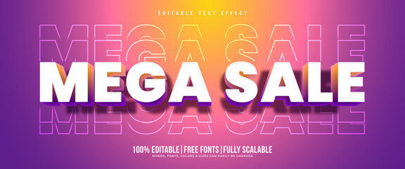 Wall Mural - editable mega sale 3d text effect, typography or realistic corporate logo mockup design with gradien