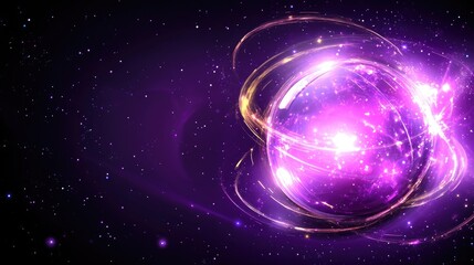 Sticker - Cosmic sphere glowing in a vibrant purple space