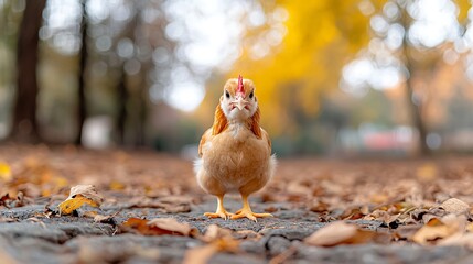 Wall Mural - Autumn chick park ground leaves