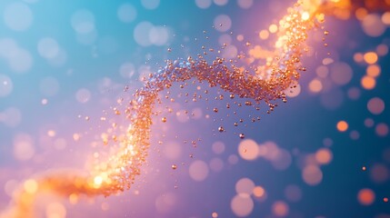 floating dna helix of shimmering particles on a soft blue background demonstrating the concept of ge