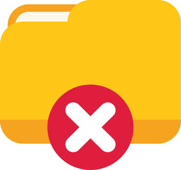 Wall Mural - yellow folder icon is marked for deletion with a red cross mark, representing the concept of data re