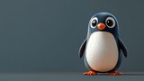 Cartoon-style penguin with exaggerated features and bold colors, adding a fun and playful element.