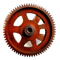 old rusty wheel isolated on Transparent Background.	