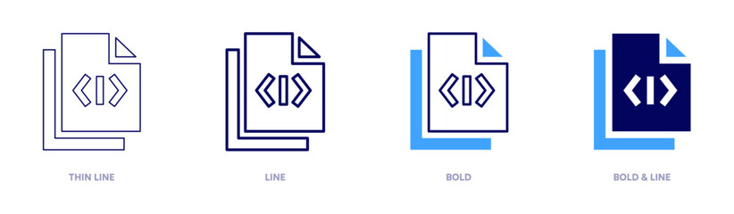 Programming software icon in 4 different styles. Thin Line, Line, Bold, and Bold Line. Duotone style. Editable stroke