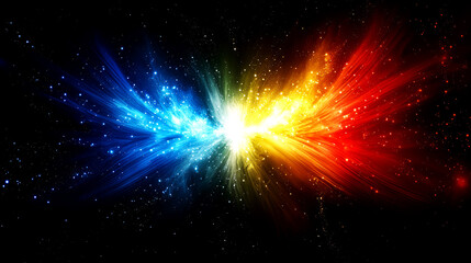 Wall Mural - Fiery Cosmic Abstract: Blue and Red Nebula Collision